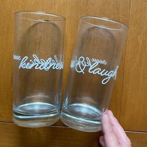 Two glasses: “Choose kindness & Laugh often”